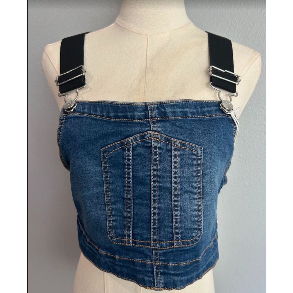 Love Trends Cropped Denim Overall Top